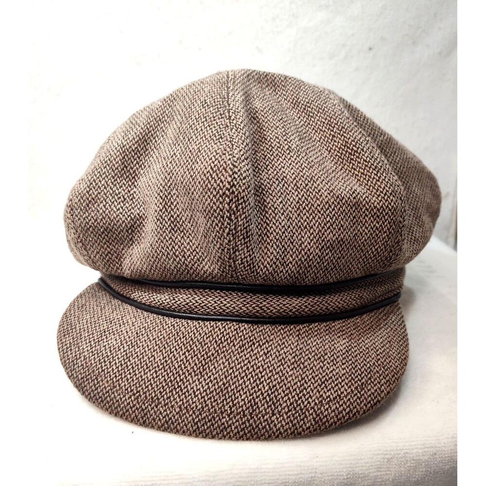 Betmar New York Brown Tweed Newsboy Hat Size L (24") Cappy Lined Flat Cap Hat